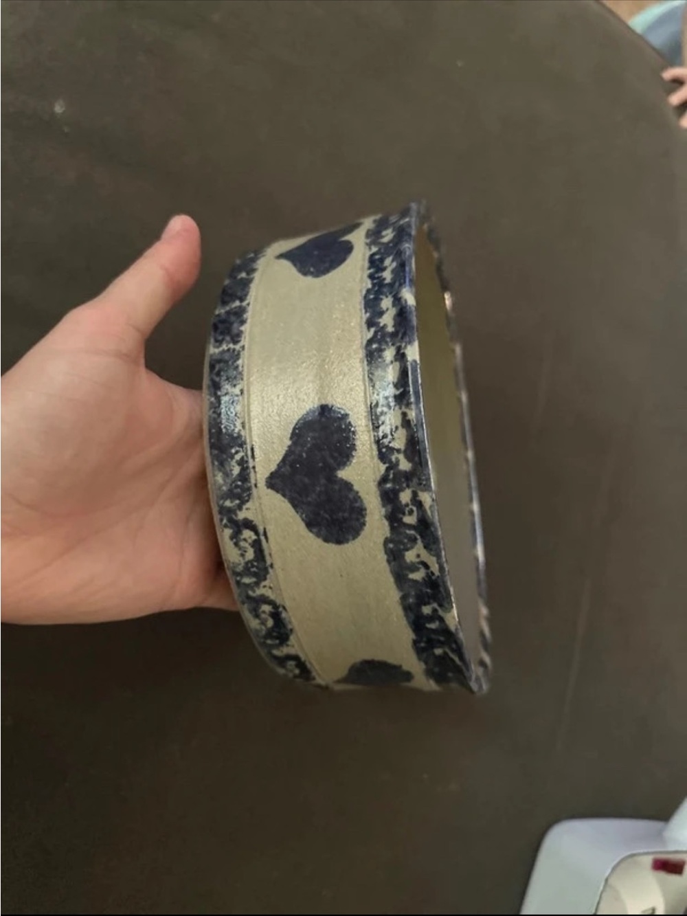 Handcrafted Blue Rim Ceramic Bowl - Home Art - Picture 2 of 3